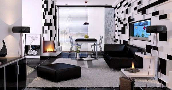 Desain Rumah: Ruang Tamu Modern Kontemporer Hitam dan Putih