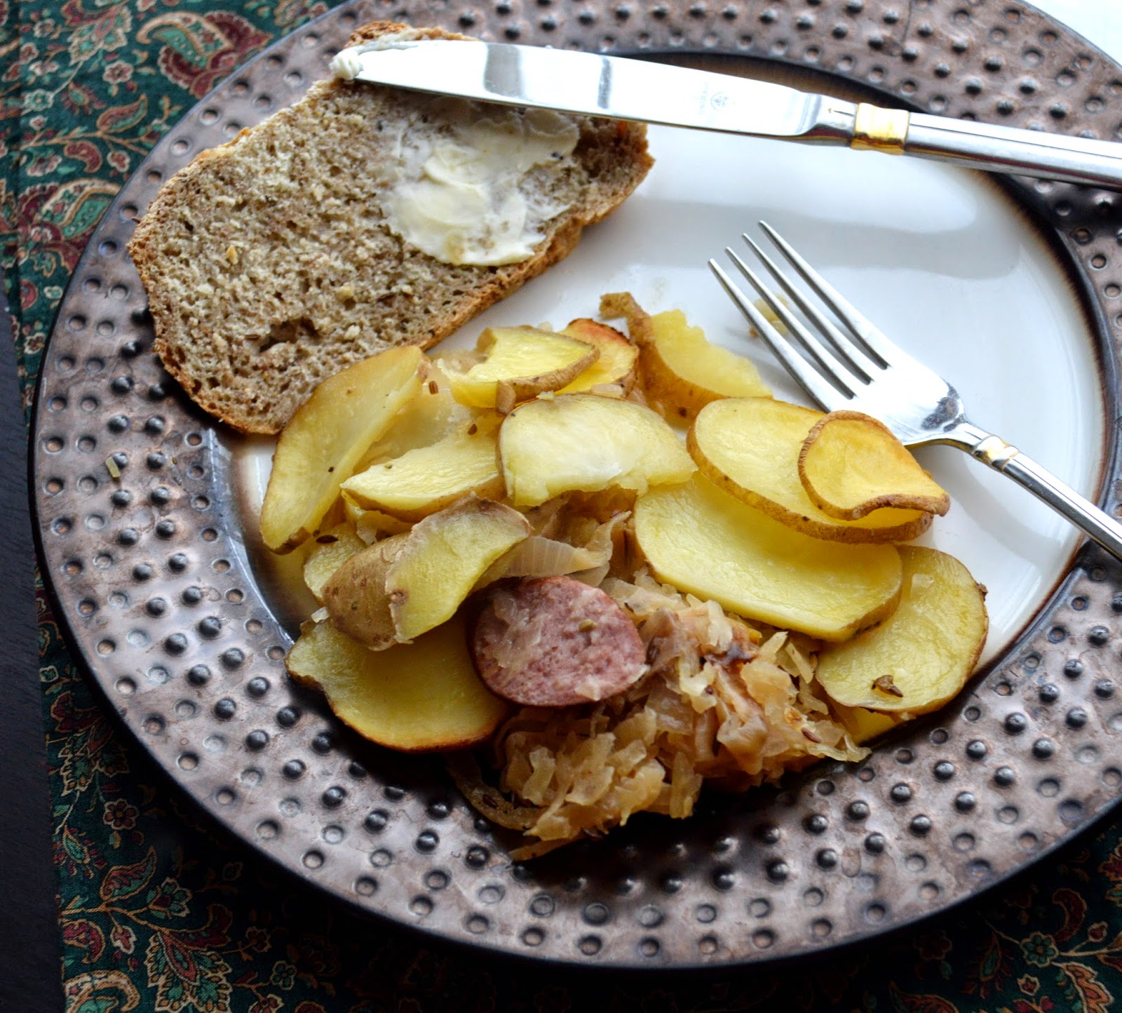 The Messy Apron Sauerkraut and Kielbasa Casserole