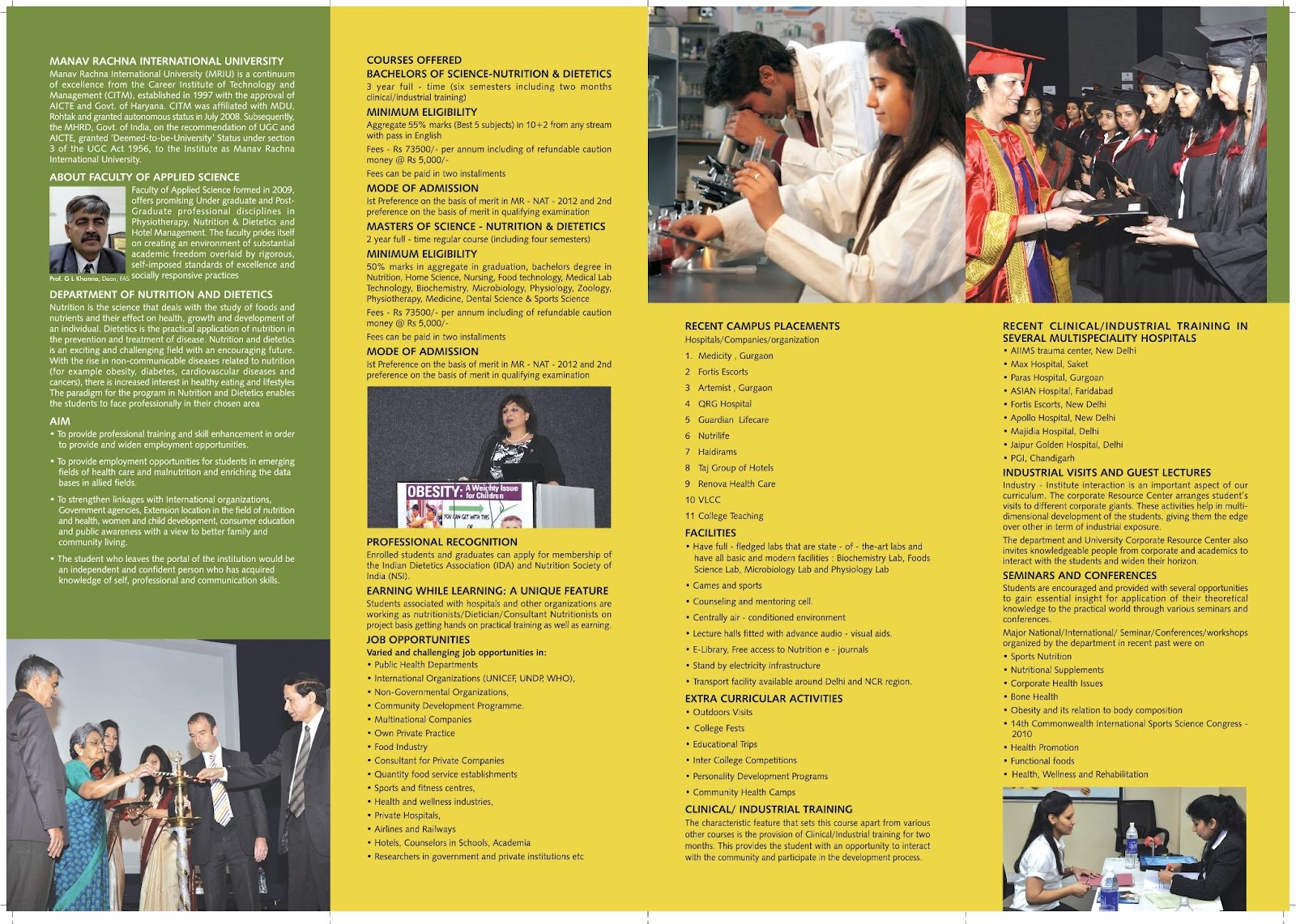 admission in bsc msc nutrition and dietetics brochure nutrition and