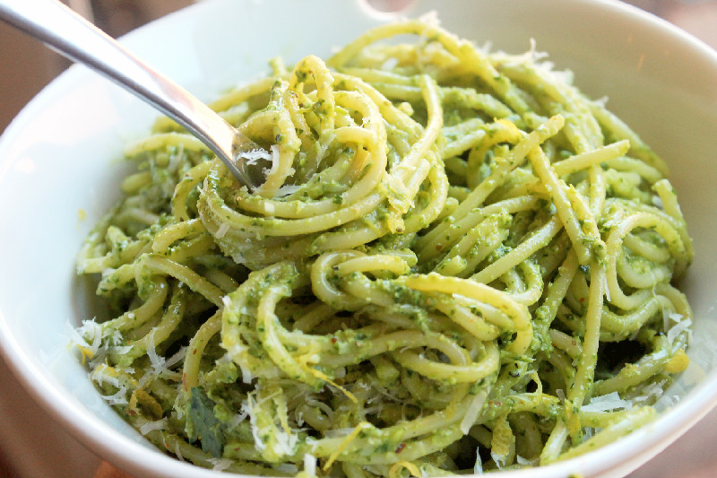 Creole Contessa Spaghetti with Parsley Pesto