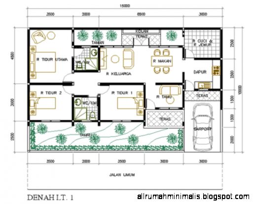 Denah rumah minimalis 3 kamar tidur 1 lantai  Cara Mendesain Rumah Denah rumah minimalis 3 kamar tidur 1 lantai  Cara Mendesain Rumah