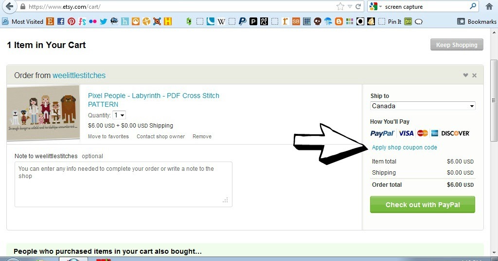 weelittlestitches: How To Redeem Coupon Codes on Etsy