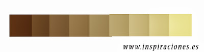 muestra un color base marrón con distintas intensidades de luz