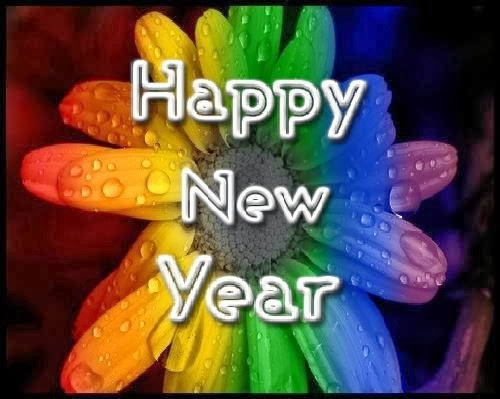 Colorful Flowers Happy New Year Wishes Wallpapers 2014 Free Downloads