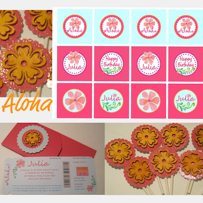 Hibiscus Cupcake toppers go with the printable designs and invitations