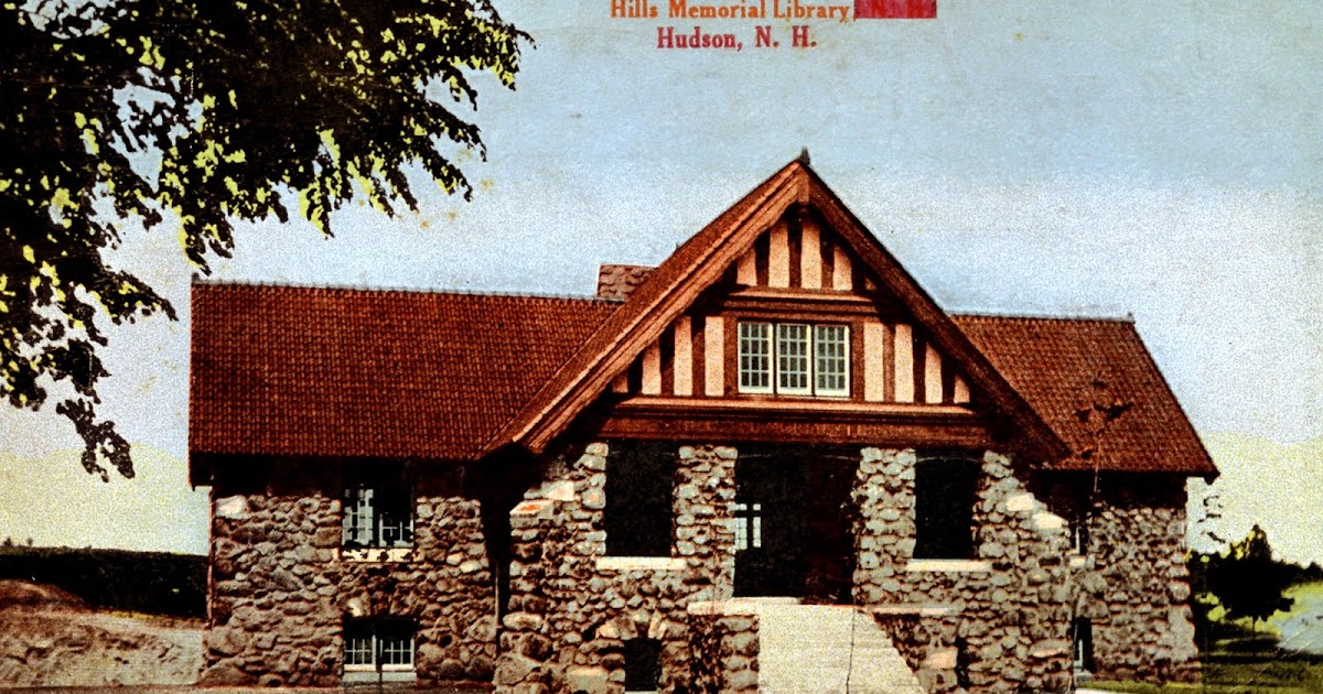 Library Postcards 1909 Hills Memorial Library, Hudson, New Hampshire