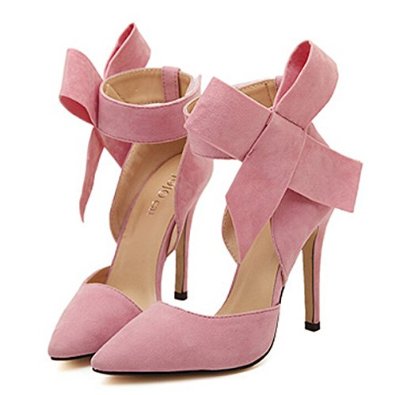 YH Pointy Suede High Heel Women's Shoes with Big Bowknot