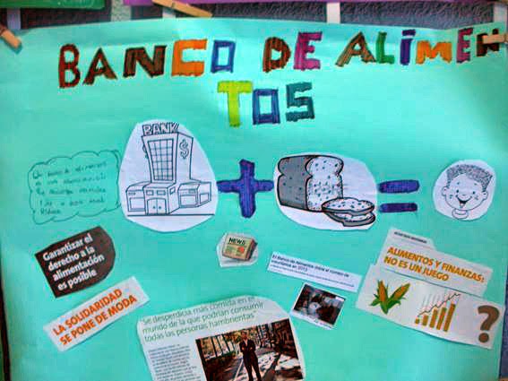Mural de los alumnos de 6º B de primaria sobre Bancos de Alimentos