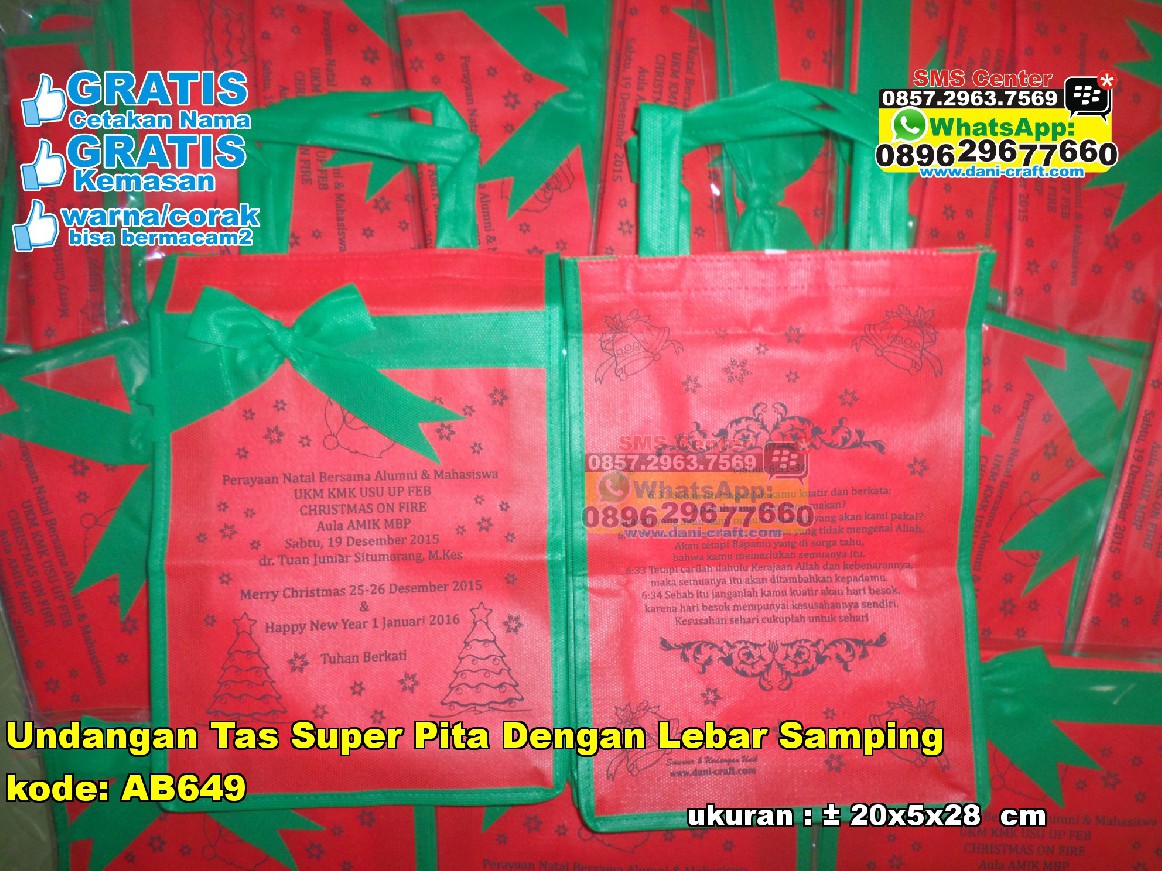 Undangan Tas Super Pita Dengan Lebar Samping Souvenir