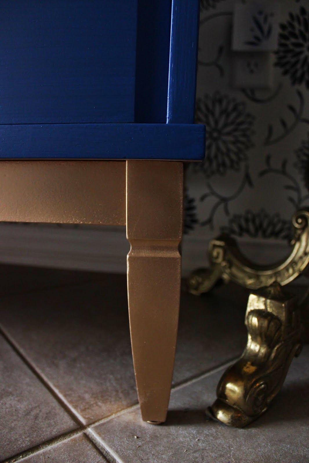 Retiqued by Rae Bond Blue and Gold Dresser with Sticky Drawers