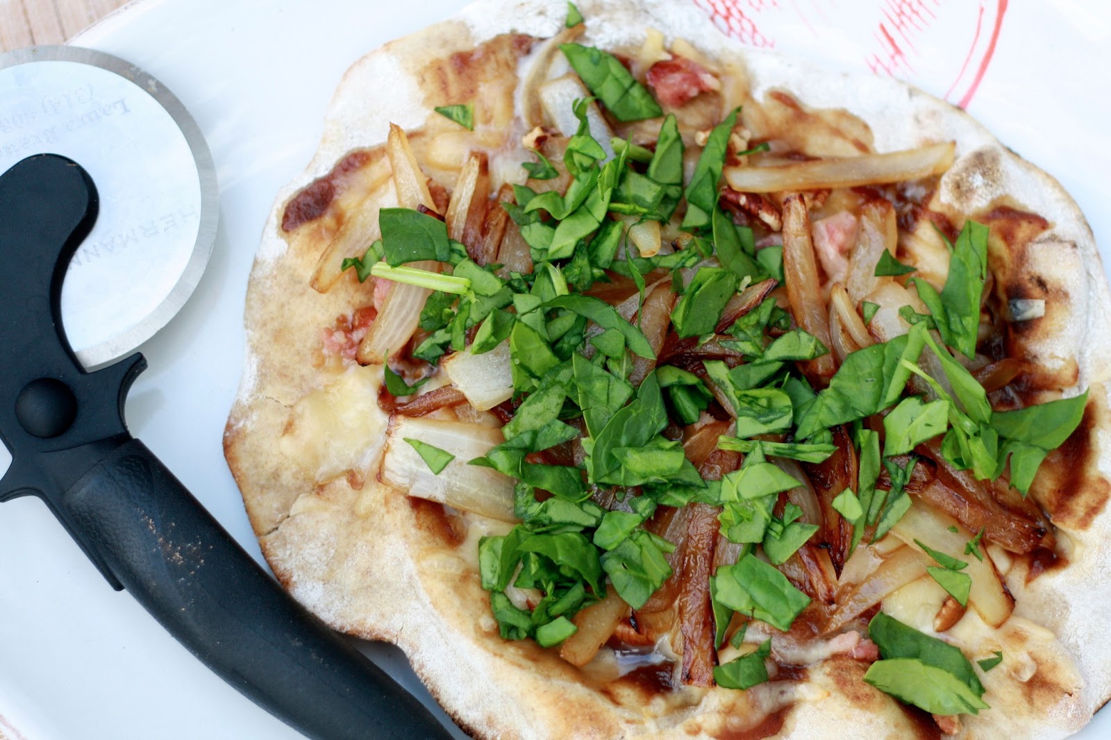 Bacon Apple Butter Flatbreads with Caramelized Onions and Gouda