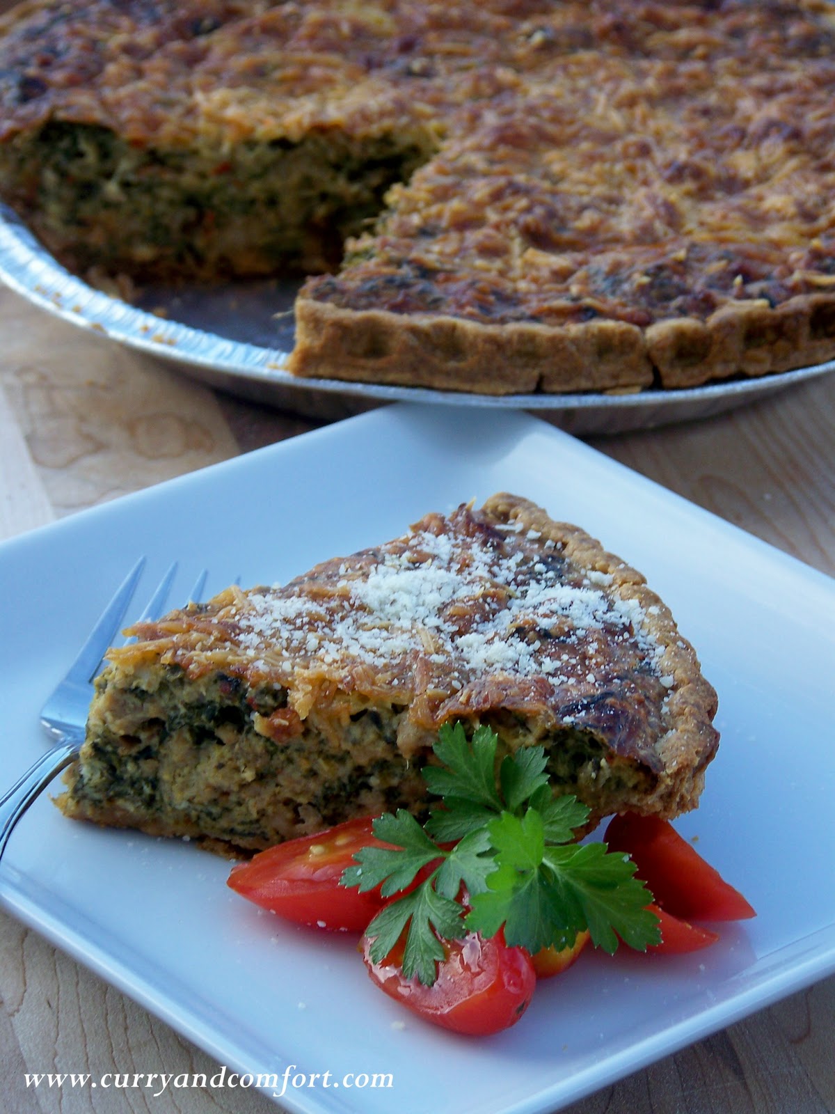 Kitchen Simmer Indian Spiced Spinach and Chicken Quiche