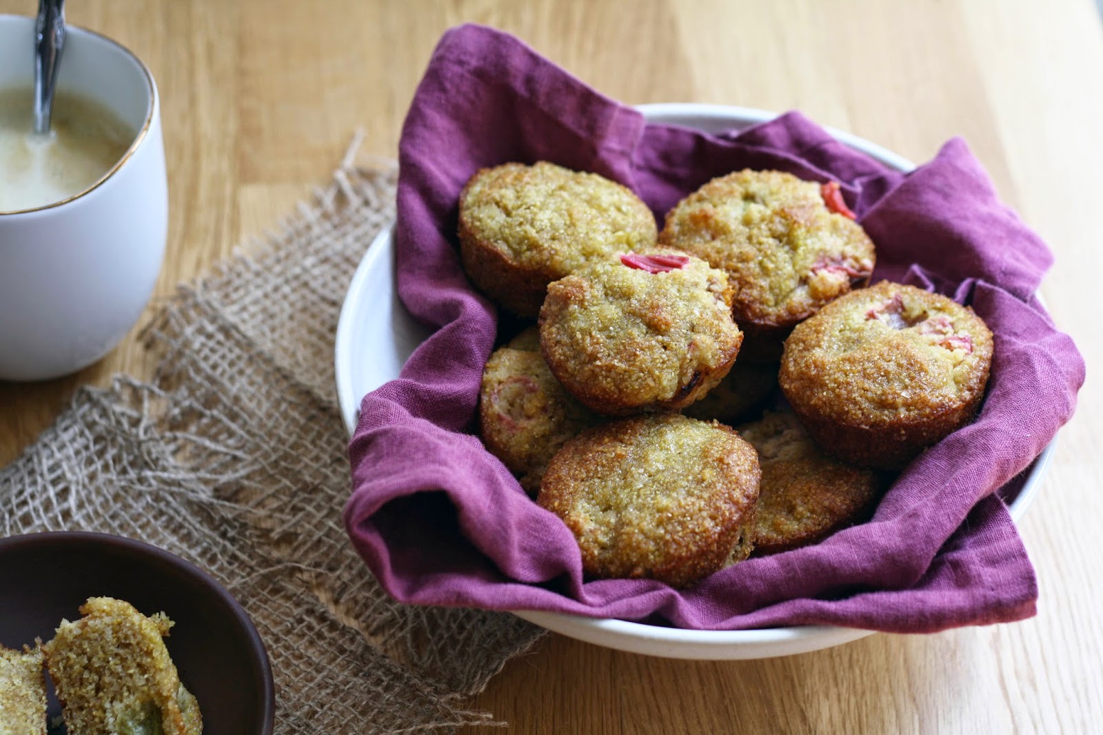 Sevengrams GLUTENFREE ROASTED RHUBARB + CORNMEAL MUFFINS