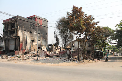 A burnt property in Meiktila following attacks on Muslims,March 2013. photo by Hein Aung