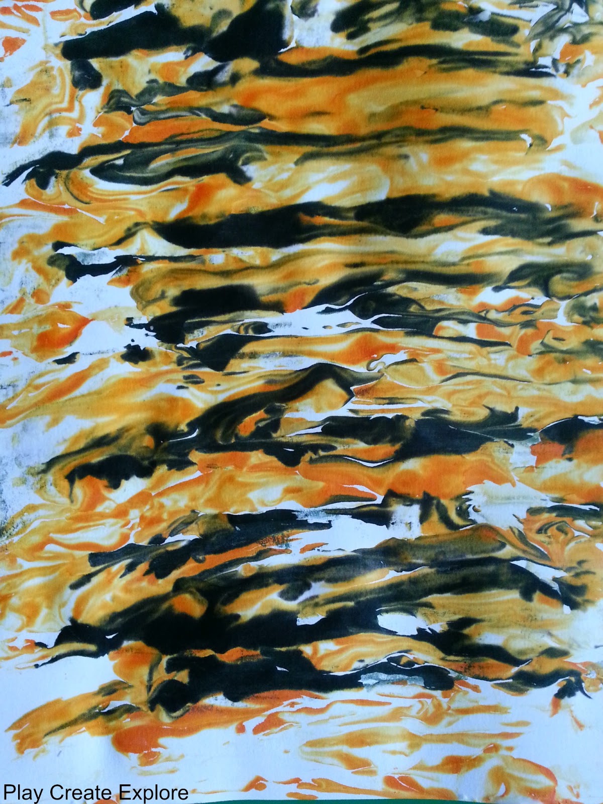 Play Create Explore Tiger Shaving Cream Marbling Craft