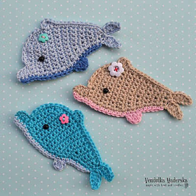 Crochet dolphin applique pattern