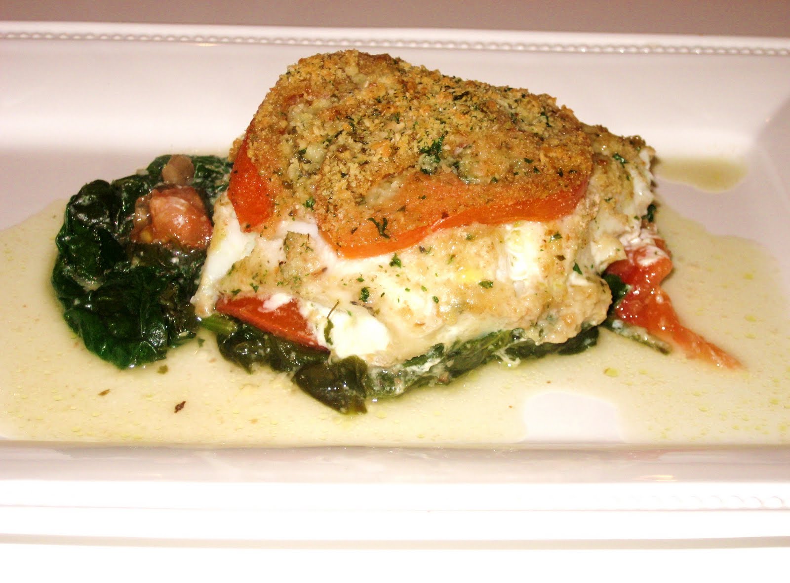 Everything Tasty from My Kitchen Baked Haddock with Spinach and Tomatoes