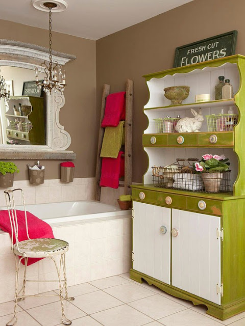 Cuartos de baño vintage: verde que te quiero verde. | Pompas de Ideas
