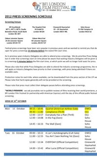 Week's press screening list