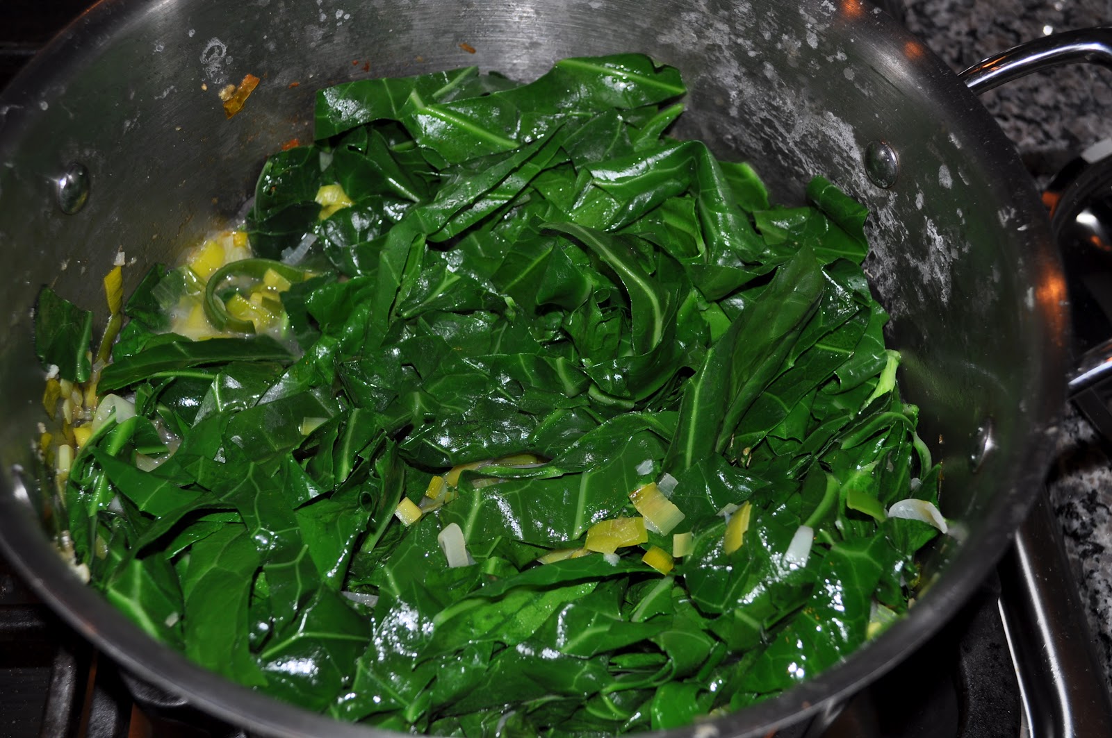 If It's Smoking, It's Done Collard Greens, Leeks and Bacon