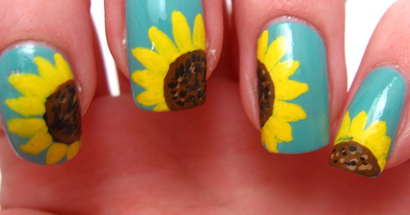 1. Sunflower Nail Art Tutorial - wide 7