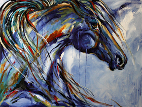 Daily Painters Abstract Gallery Haze Spirit Blue Horse Painting