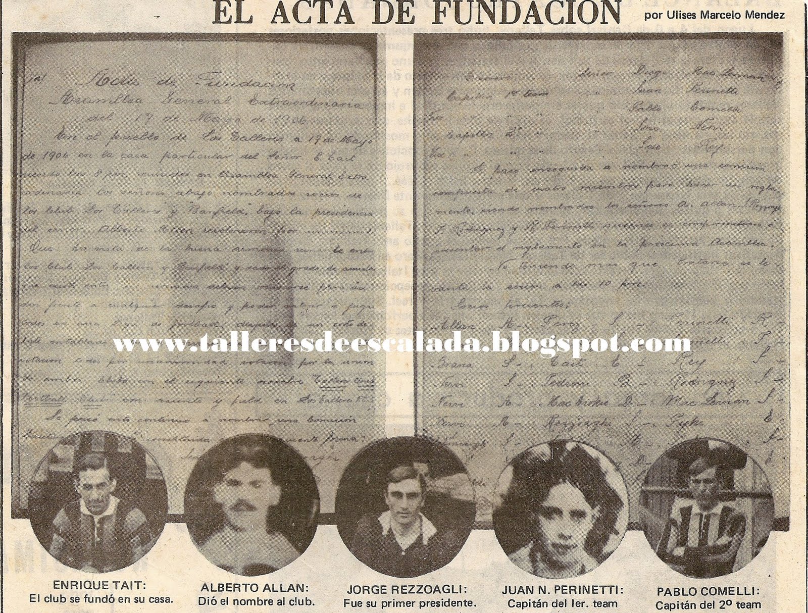 Club Atlético Talleres de Remedios de Escalada: 1 de junio de 1906