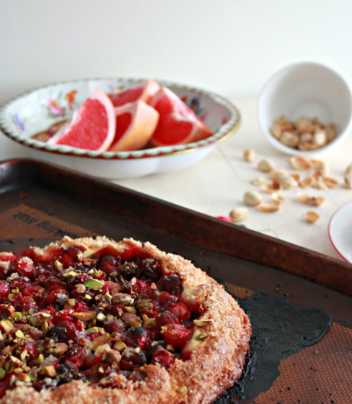 cranberry galette, easy cranberry pie, grapefruit sugar