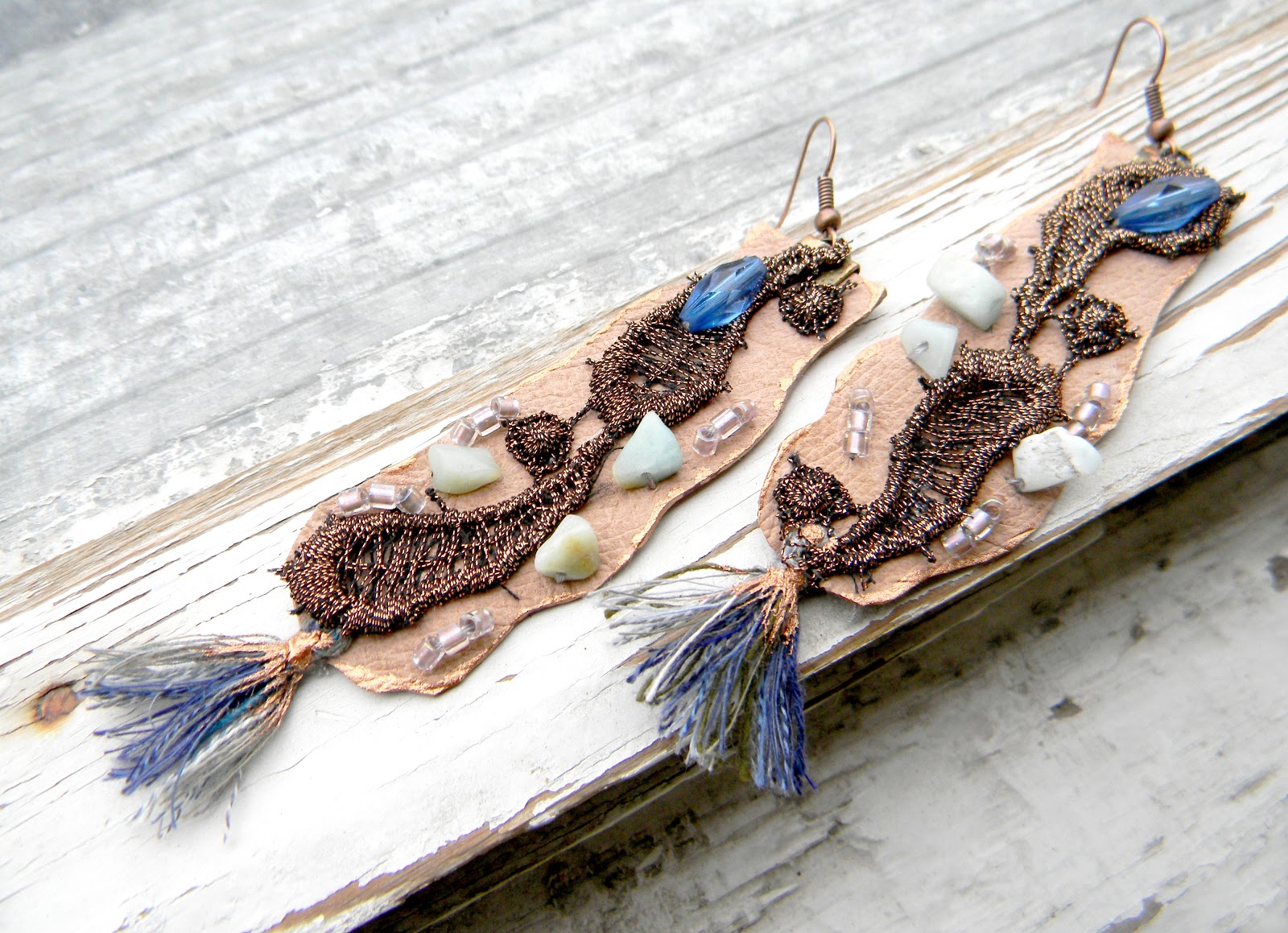 Vintage Inspired Earrings Leather Jewelry