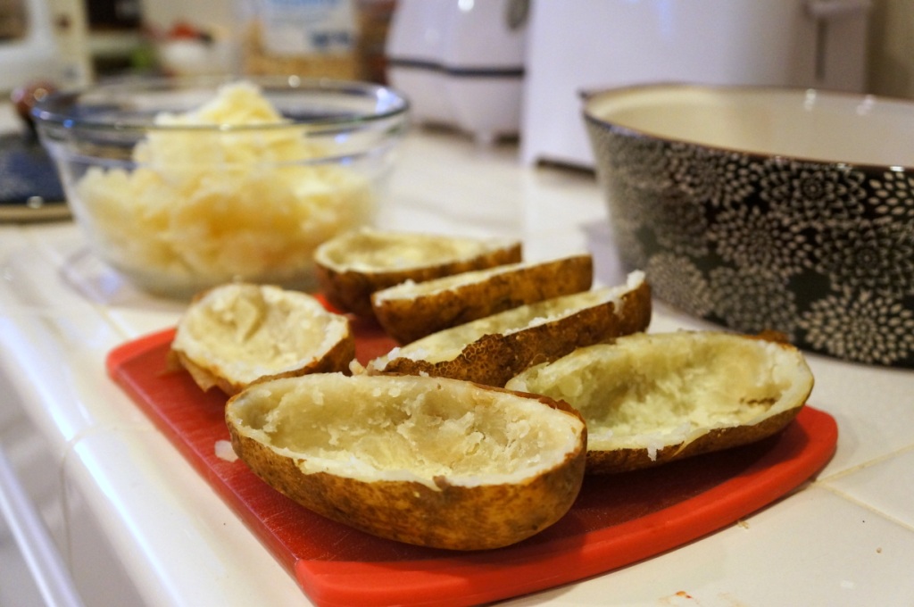 The Scattered Cook Cheesy Twice Baked Potatoes with Black Beans & Olives