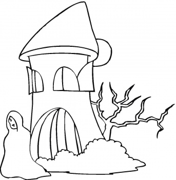 Printable halloween coloring pages: Printable Halloween Haunted House