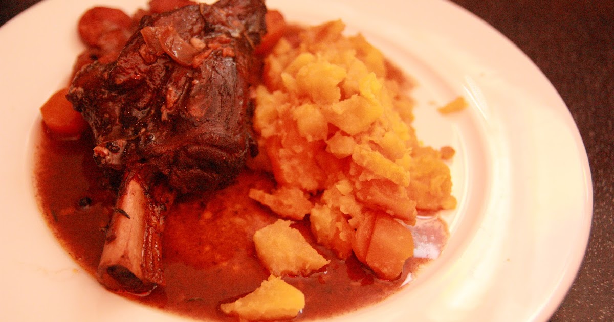 Pudding, Pie and Rioja Braised Lamb Shanks with Garlic and
