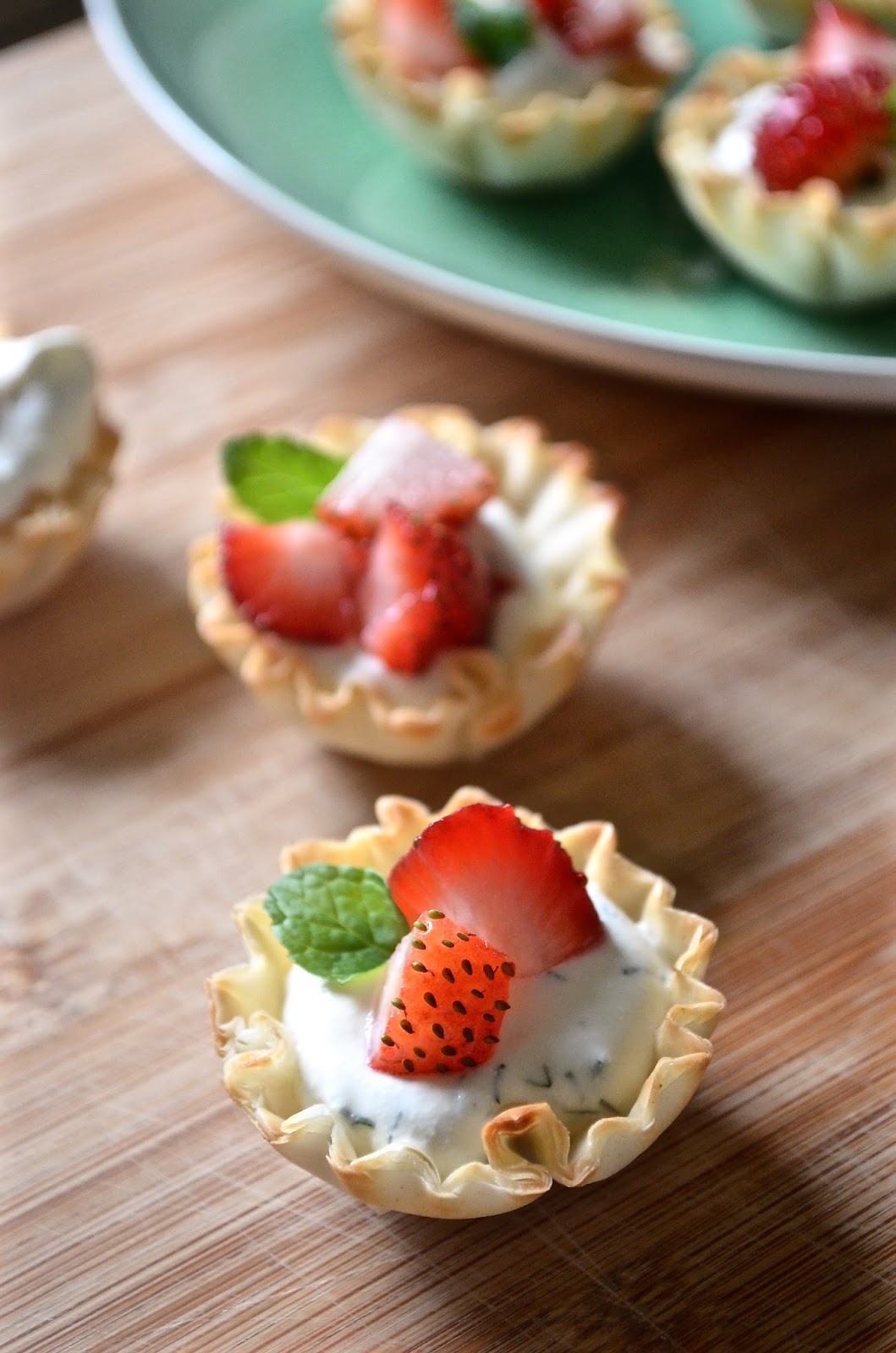 Dishing With Divya Cold phyllo tartlets with cream cheese and dill