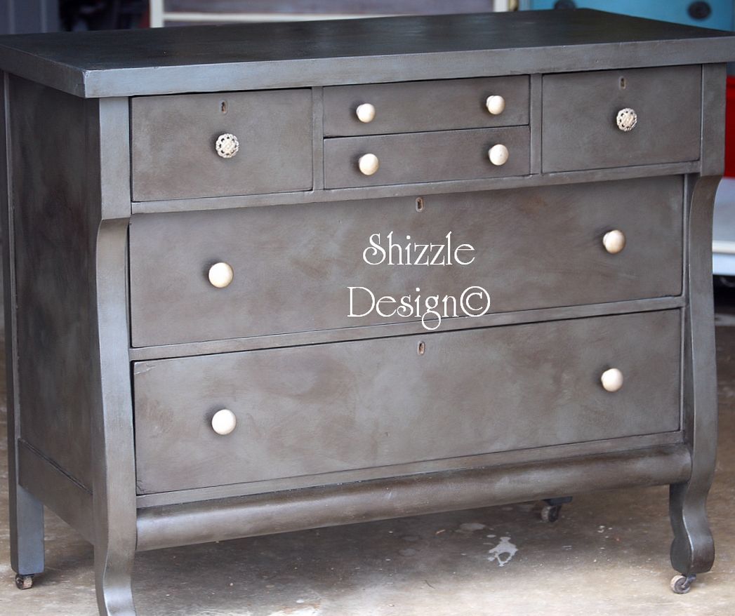 Shizzle Design Antique Empire Dresser with a Rich Weathered Black