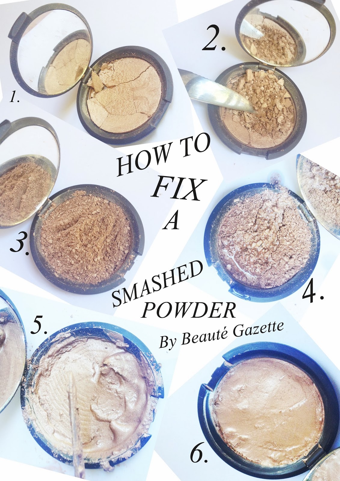 Beauté Gazette MAKEUP MAGIC How to fix a smashed powder compact.