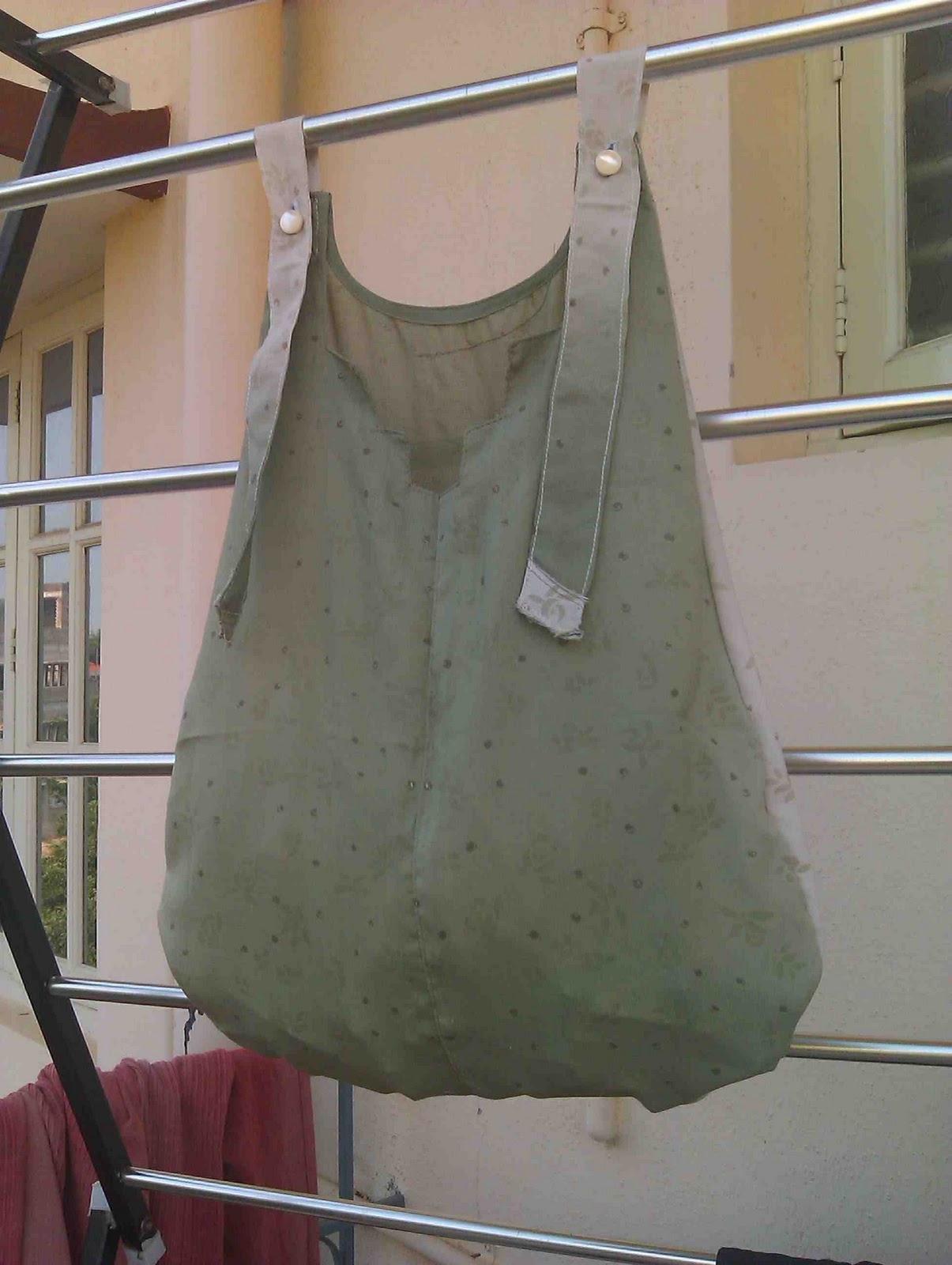 Stitch Craft and Sew On Clothespin Bag Recycled from Dress or Top