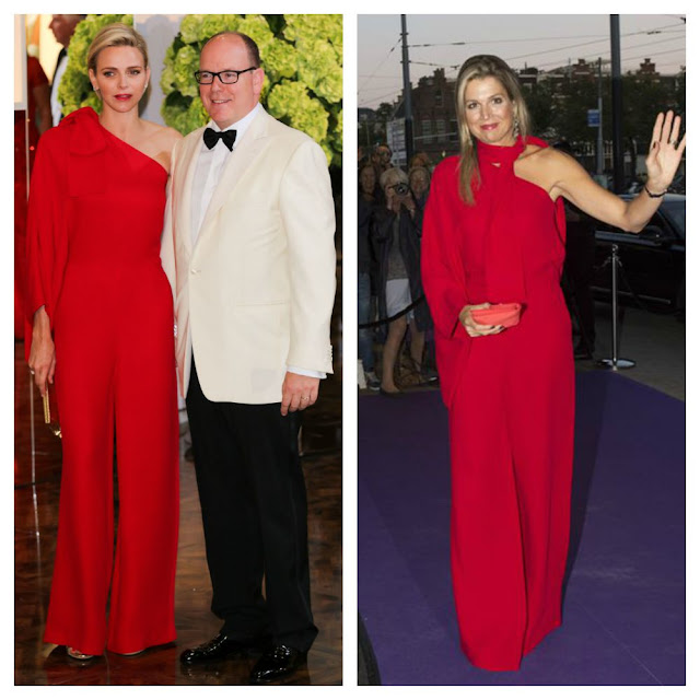 Queen Maxima Princess Charlene Valentino red jumpsuit