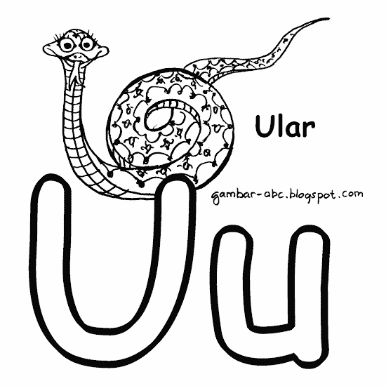 Mewarnai Huruf "U" Gambar Ular
