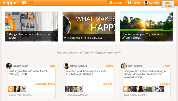 Happier - a social network aimed at focussing on positivity