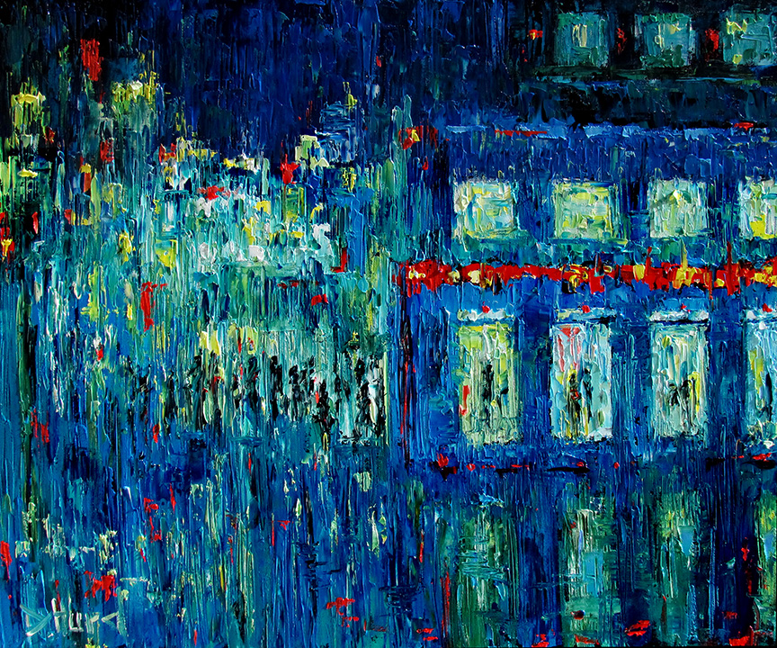 Debra Hurd Original Paintings AND Jazz Art Street Scene Art Cityscape