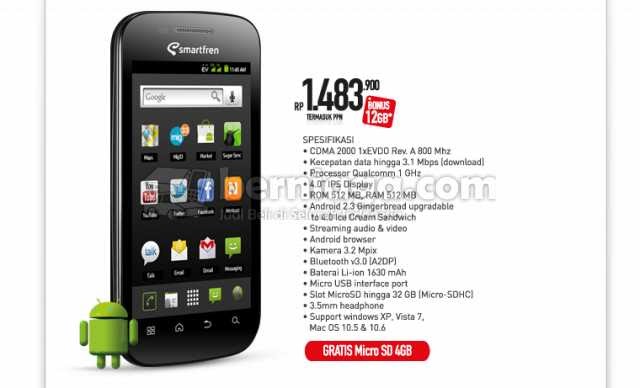 Harga Computer and Phone Smartfren Andro 4 Hp Android CDMA