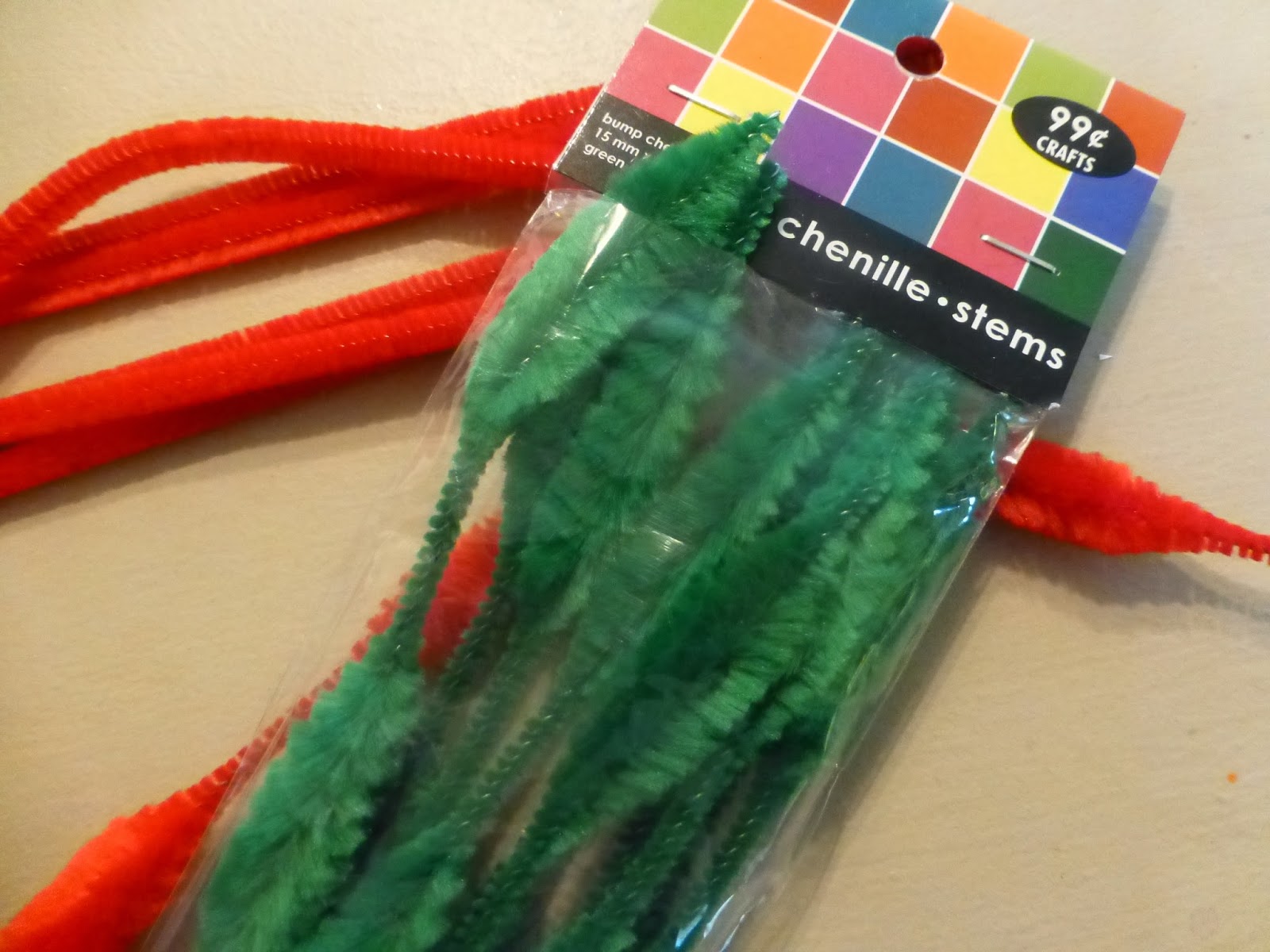 ATTIC CLUTTER santa...red and green pipe cleaners