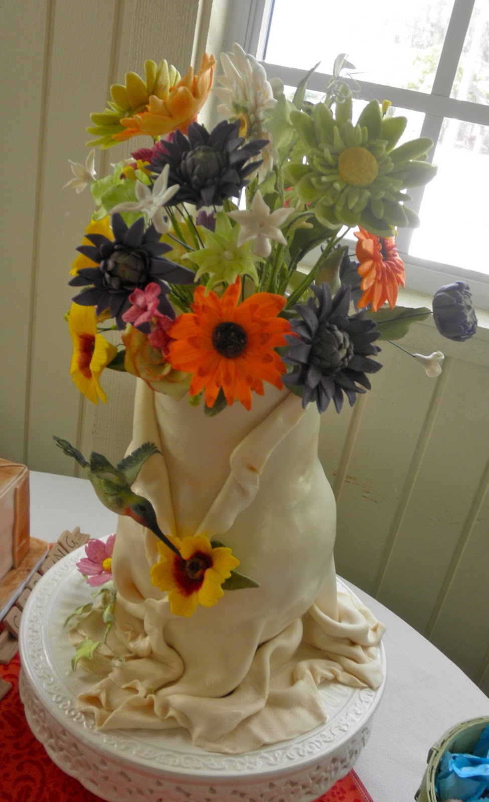Sweet T's Cake Design Sculpted Flower Vase Cake w/ sculpted gumpaste