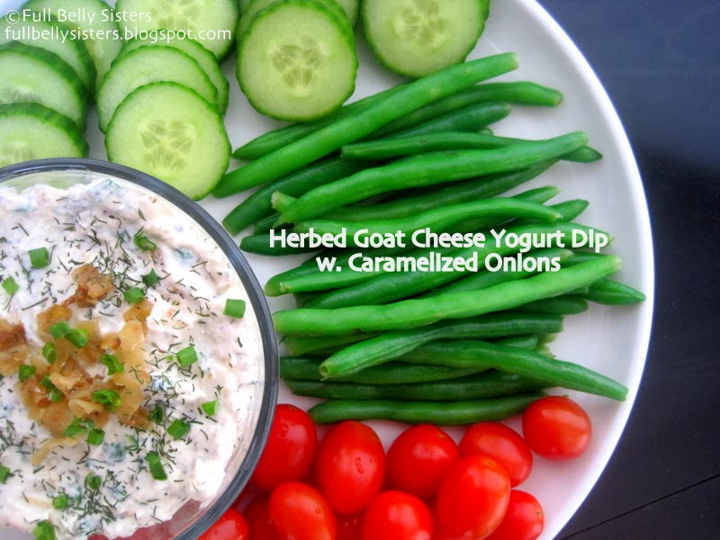 Herbed Goat Cheese Yogurt Dip w. Caramelized Onions