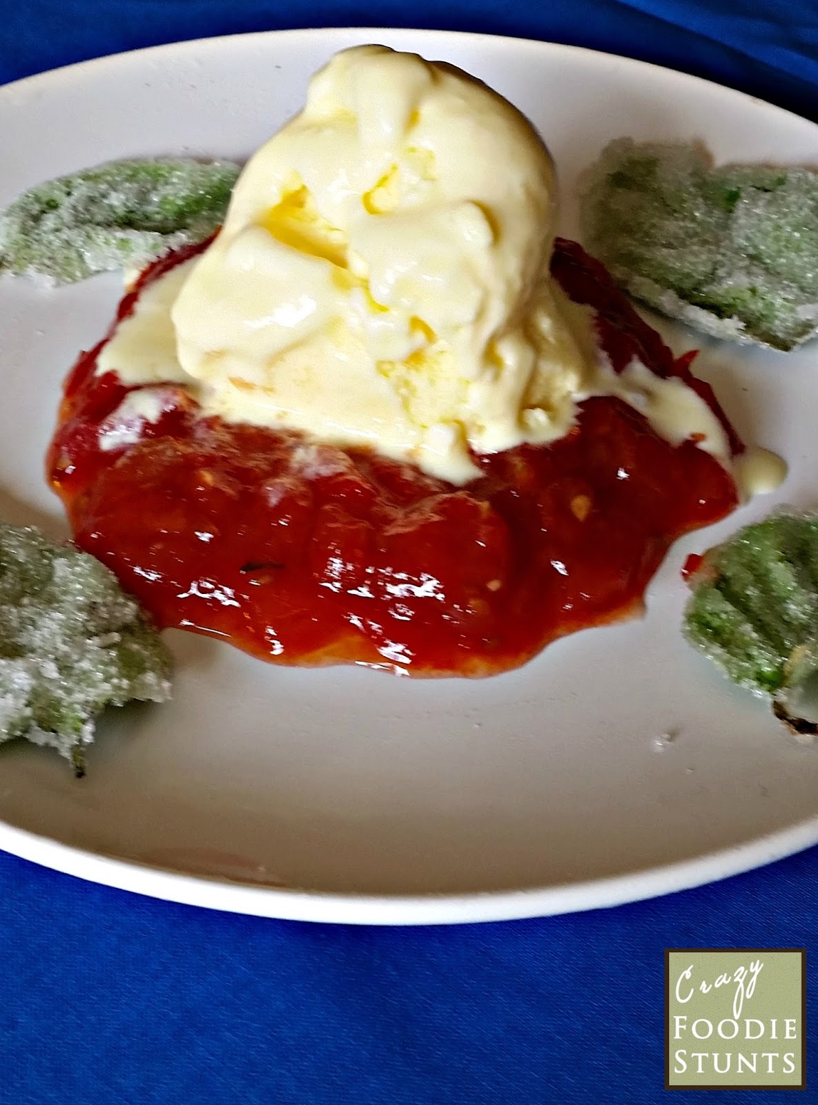 Crazy Foodie Stunts Mozzarella Ice Cream with Tomato Jam and Candied