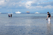 . low for swimming, the area's marine sanctuary is just a few feet away . (the beach )