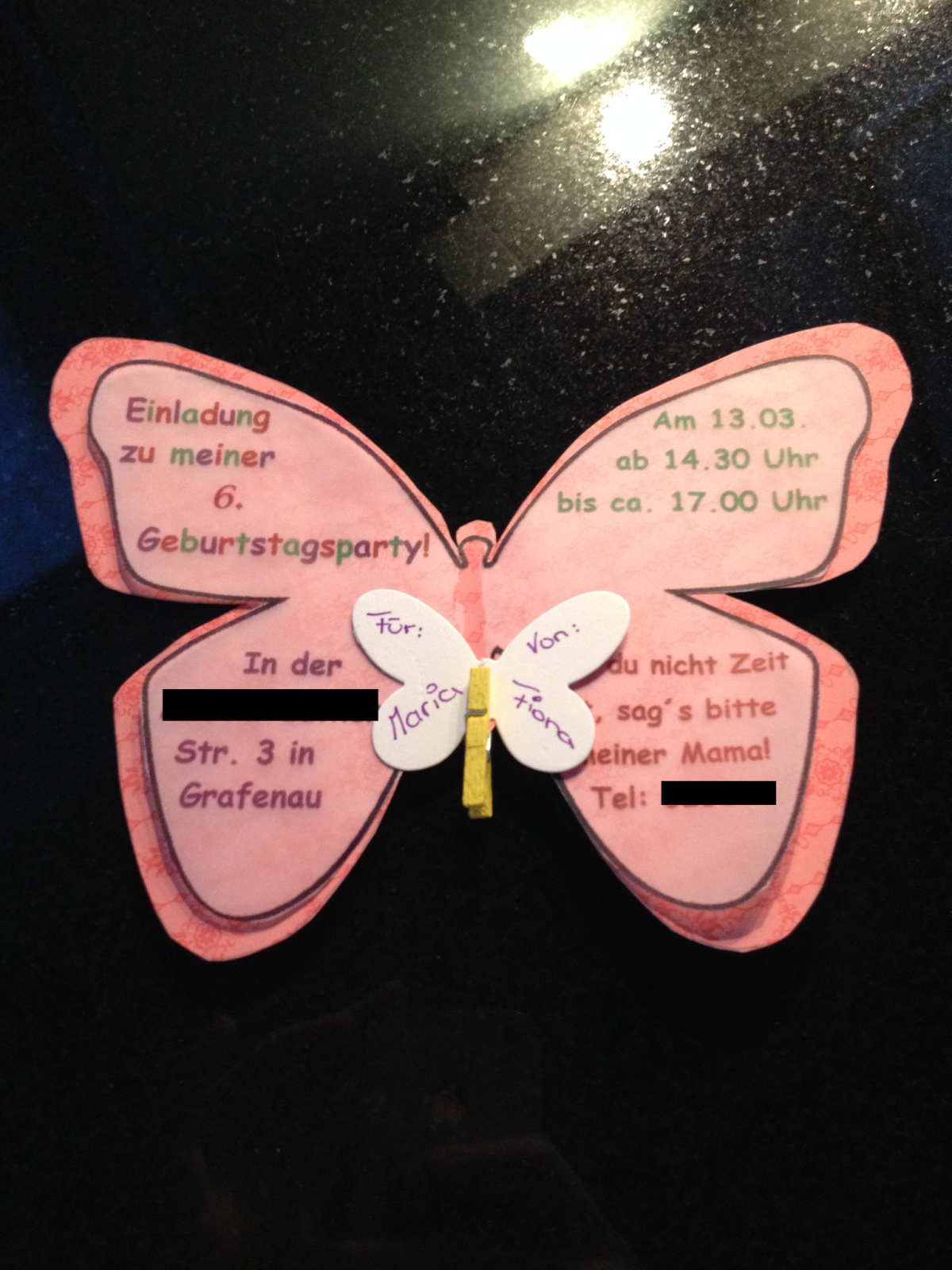 Einladungskarten Kindergeburtstag Basteln Schmetterling PNG