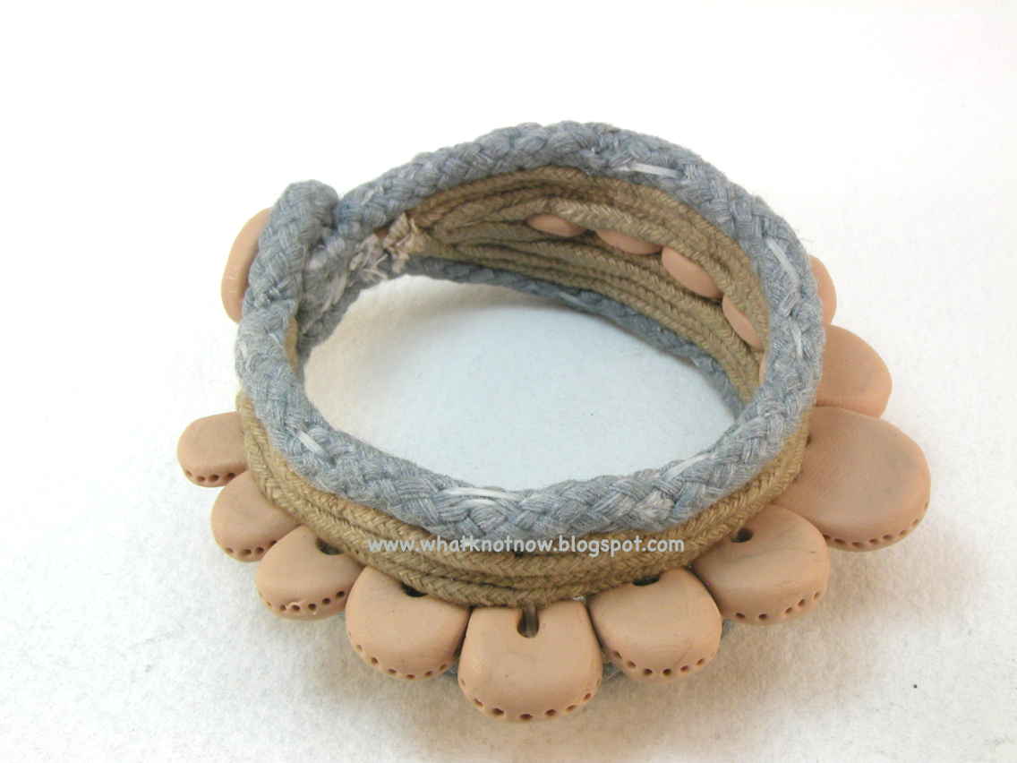 Knots and fiber bracelets Lima bean beaded one button cuff bracelet 2792