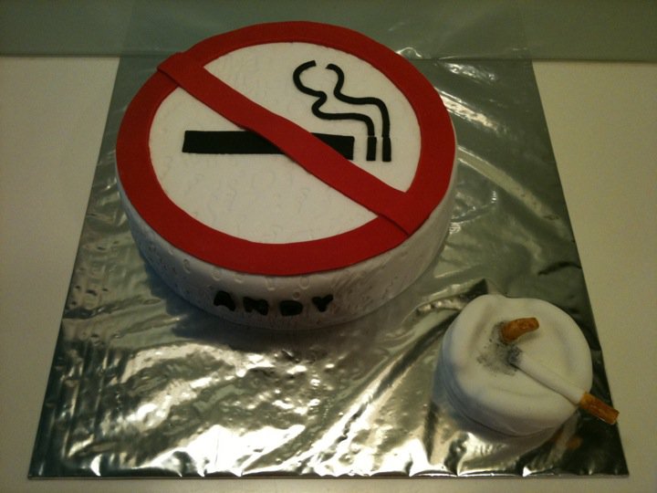 Tummy Full Of Yummy No Smoking Sign Cake
