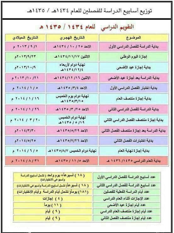 من السعودية التقويم الدراسي لعام 1434 1435 منتديات بني عمرو